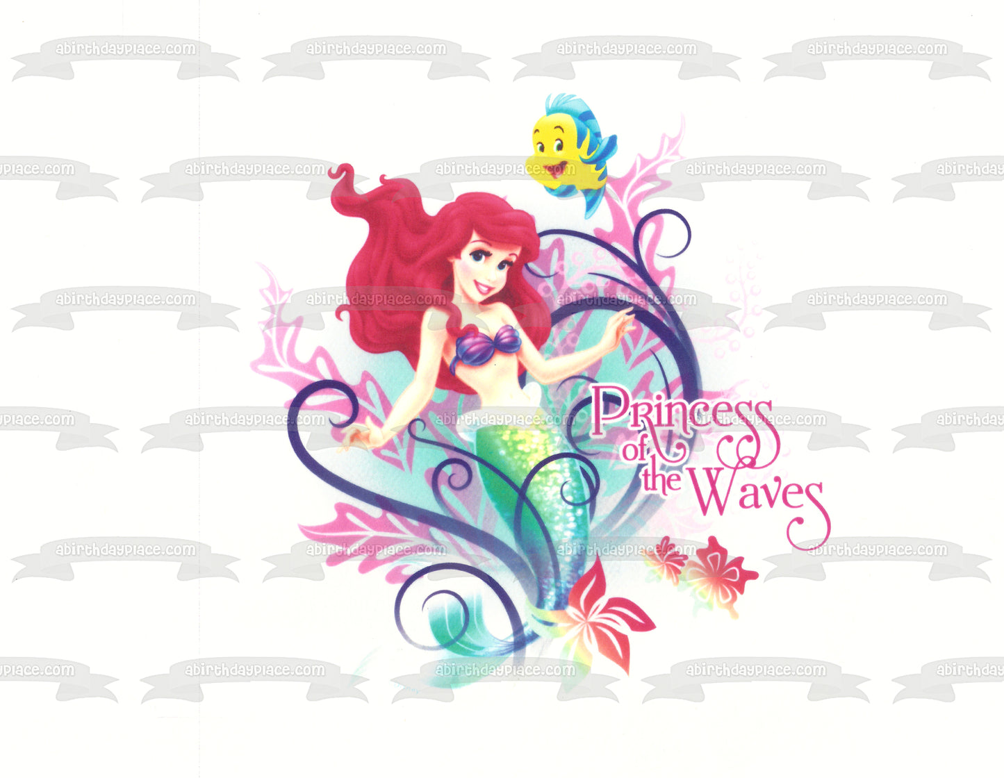 The Little Mermaid Flounder and Ariel Edible Cake Topper Image ABPID05642