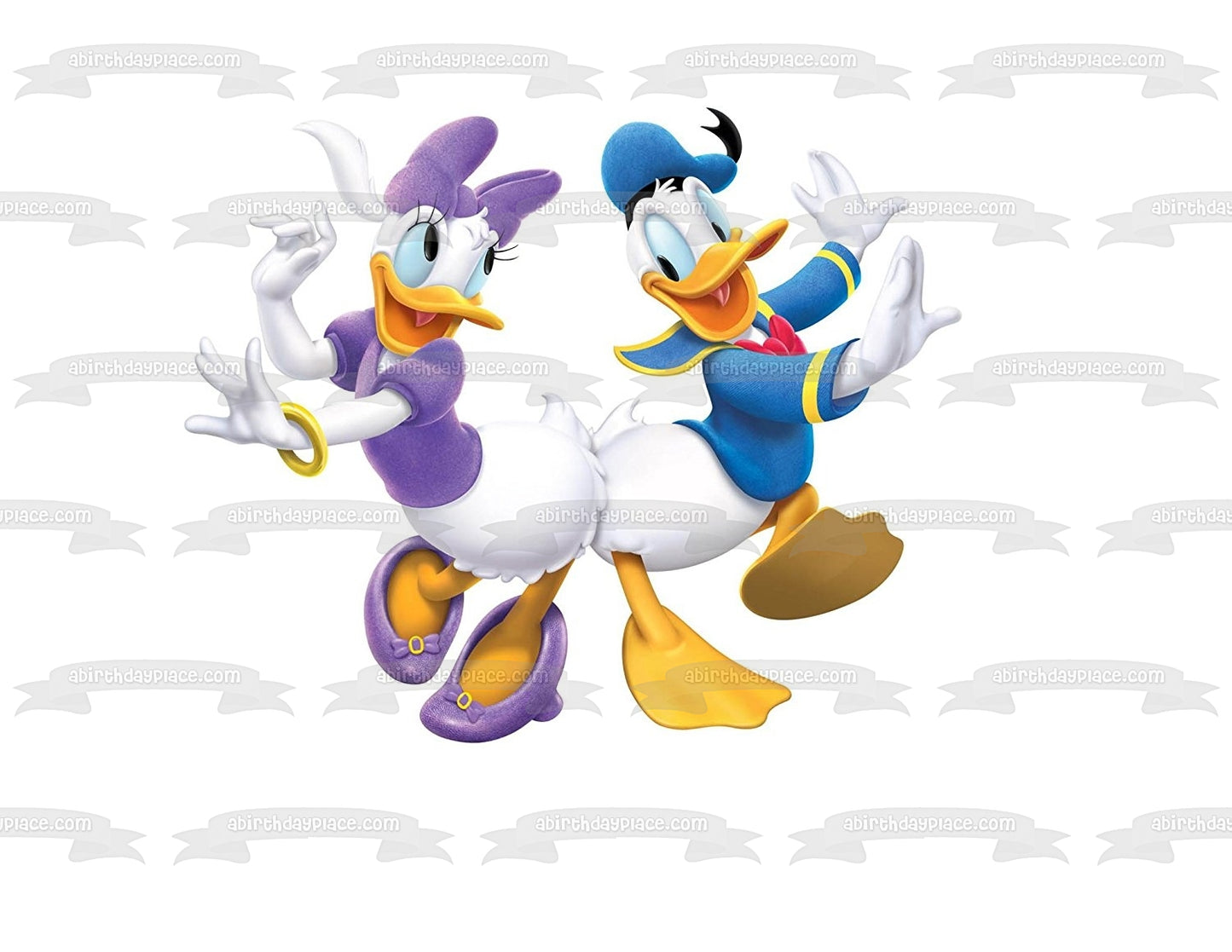 Donald Duck and Daisy Duck Dancing Edible Cake Topper Image ABPID05693