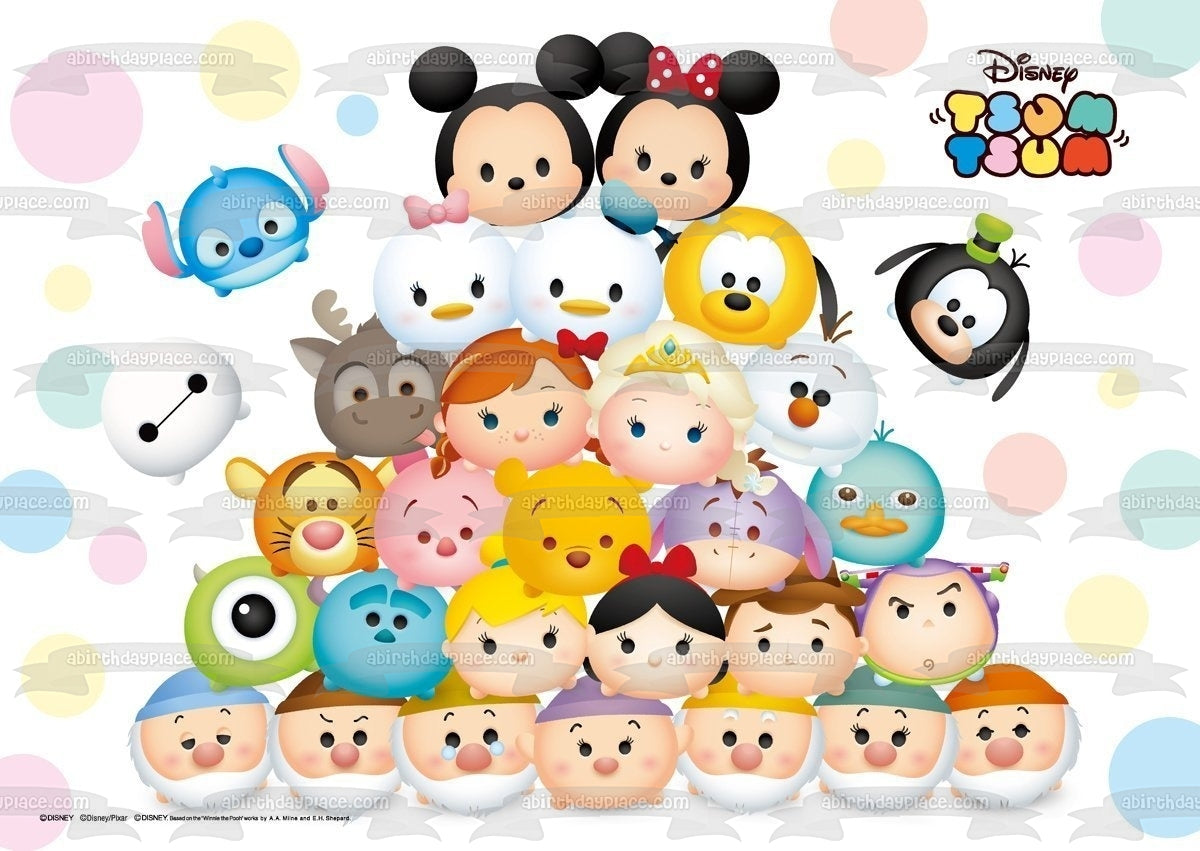 Tsum Tsum Mickey Minnie Donald Daisy y Goofy Imagen comestible para decoración de tarta ABPID05797 