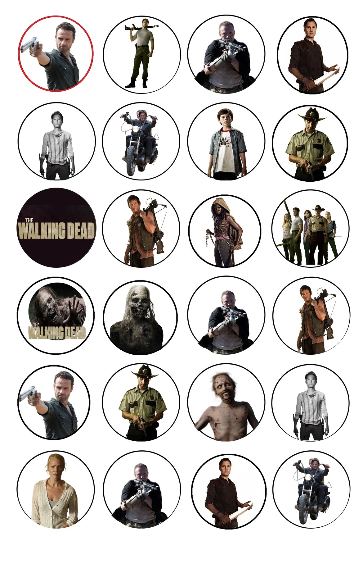 The Walking Dead Logo Daryl Leon Glenn Edible Cupcake Topper Images ABPID05808