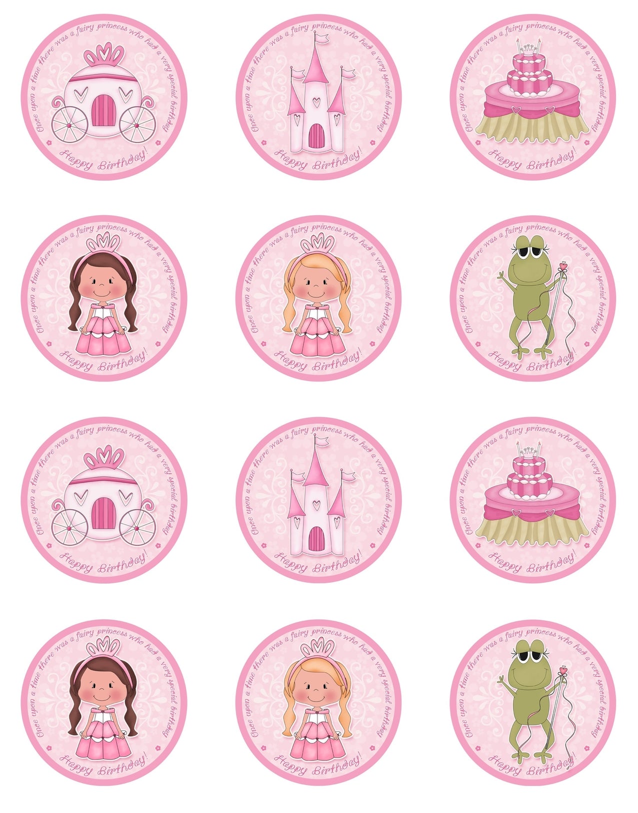 Happy Birthday Princesses Frog and a Cake Edible Cupcake Topper Images ABPID05825