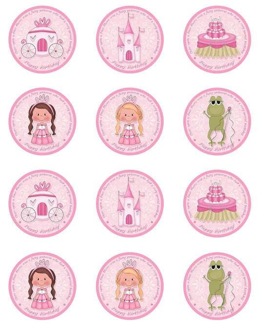 Happy Birthday Princesses Frog and a Cake Edible Cupcake Topper Images ABPID05825