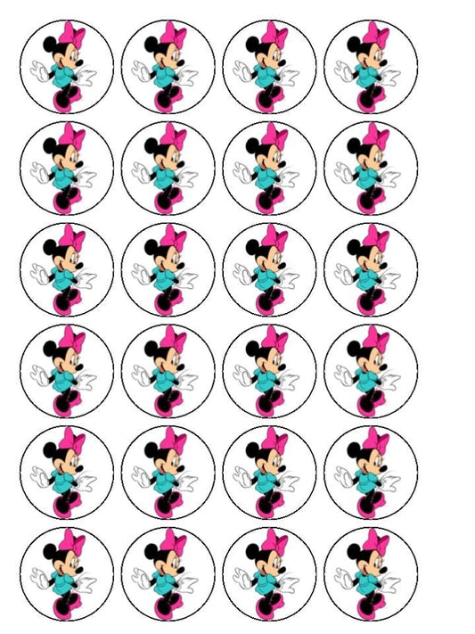 Minnie Mouse Pink Bow Edible Cupcake Topper Images ABPID05852