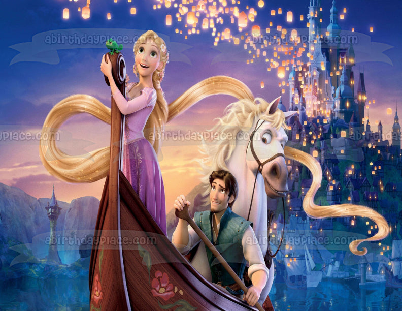 Imagen comestible para tarta de Rapunzel Flynn Rider y Maximus enredados ABPID05871 