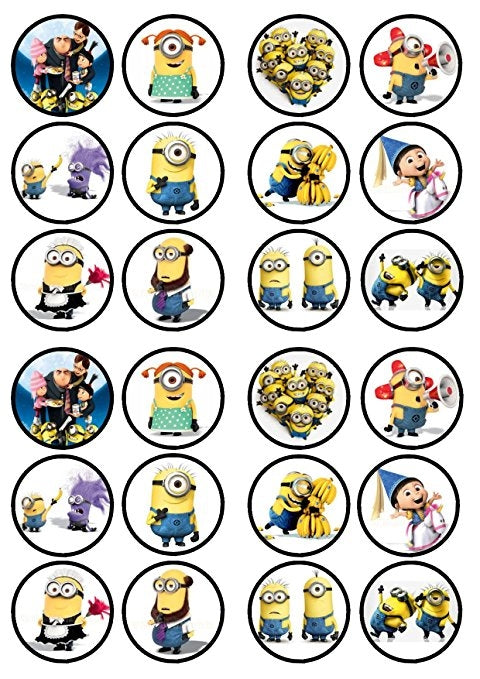 Despicable Me Minions Gru Agnes Margo Edith Stuart and Bob Edible Cupcake Topper Images ABPID05880