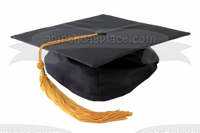 Graduation Black Cap Tassle Edible Cake Topper Image ABPID05932