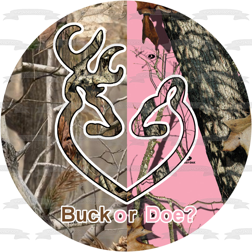 Baby Shower Camouflage Camo Buck or Doe Edible Cake Topper Image ABPID05957