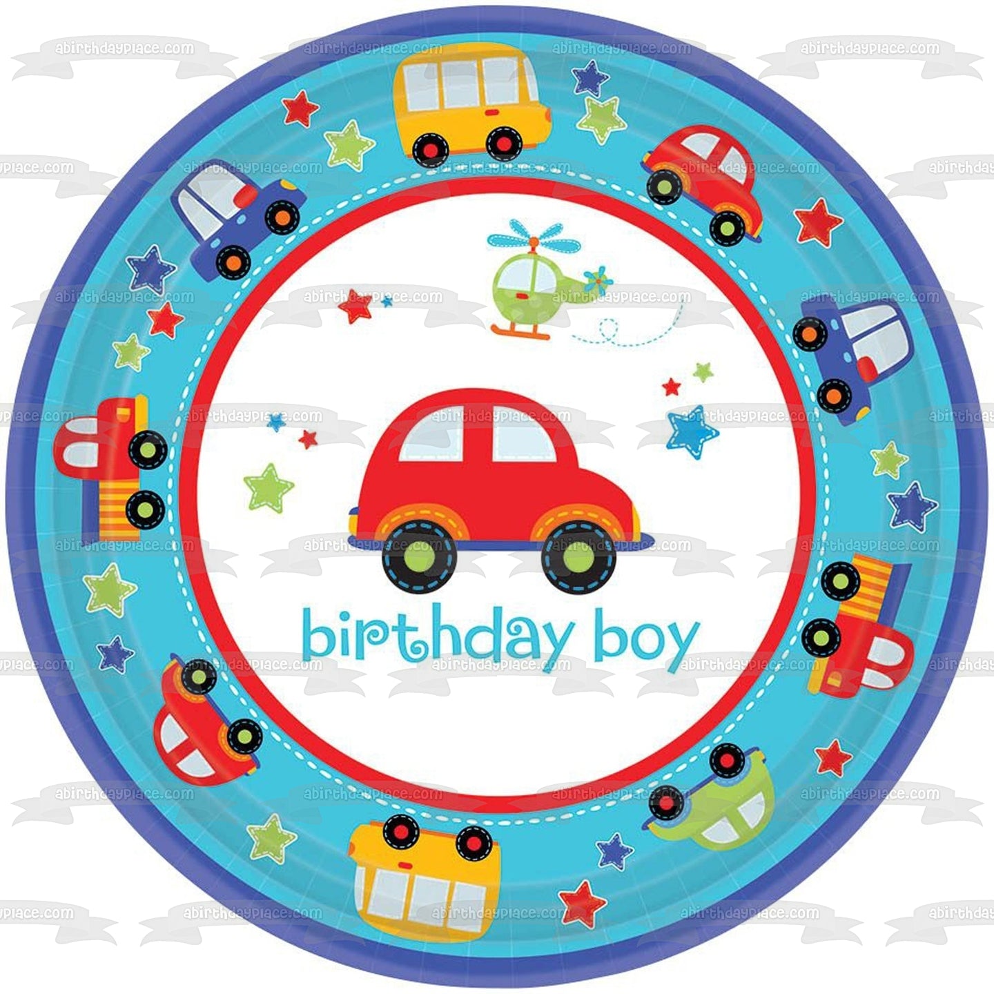 Happy Birthday Boy Cars and Trucks Edible Cake Topper Image ABPID05960