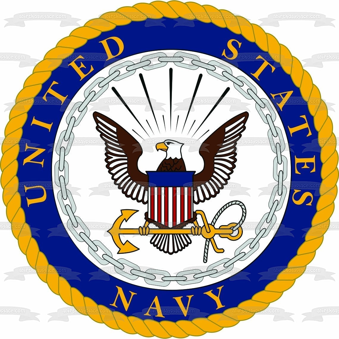 United States Department of the Navy Logo Eagle Flag and Anchor Edible Cake Topper Image ABPID05994