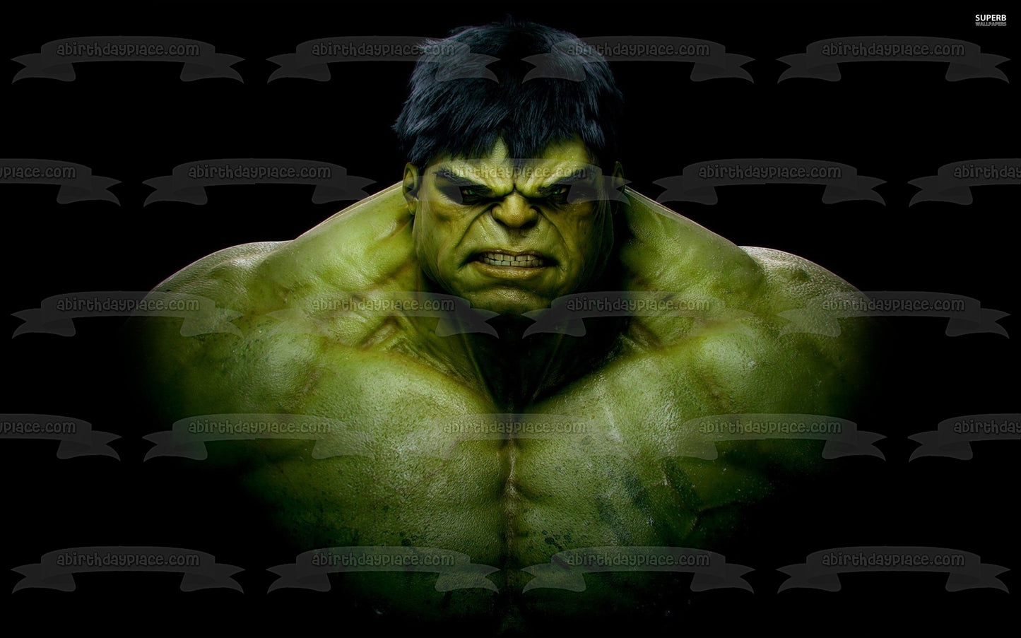 El Increíble Hulk Enojado con un Fondo Negro Imagen comestible para decoración de tarta ABPID05997 