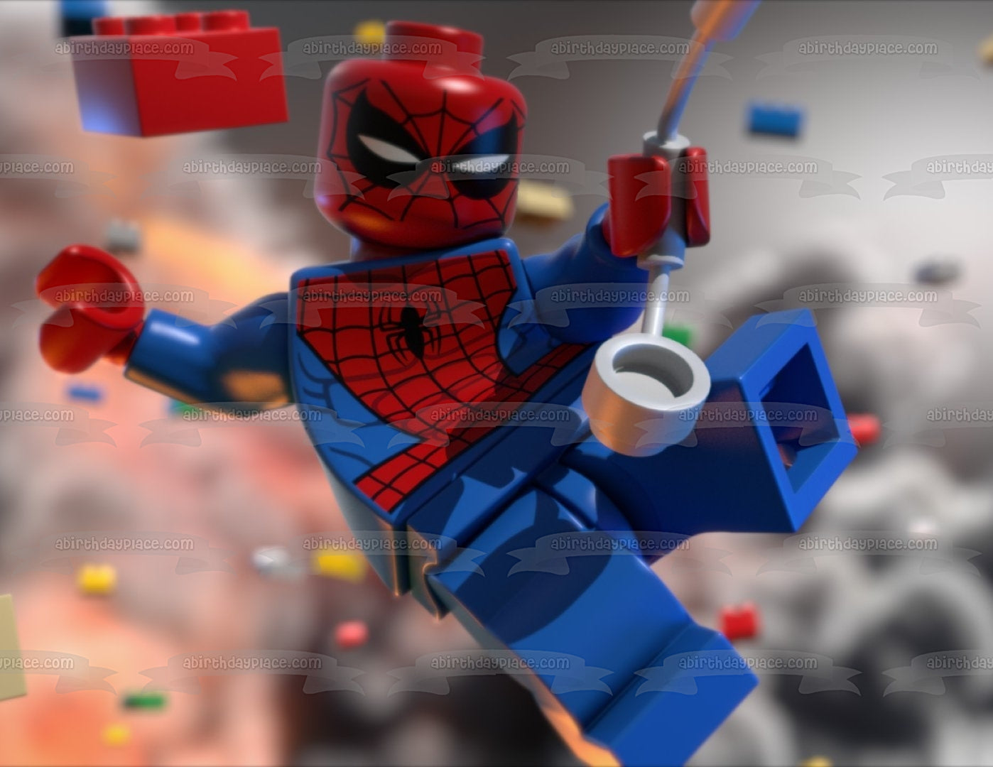 LEGO Spider-Man and LEGO Blocks Edible Cake Topper Image ABPID06008