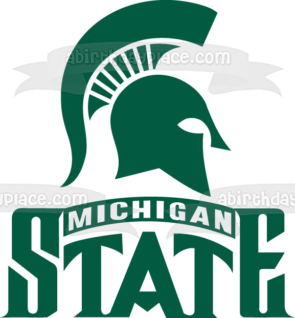 Imagen comestible para tarta con logotipo de los Spartans de hockey de la Universidad Estatal de Michigan ABPID06037 