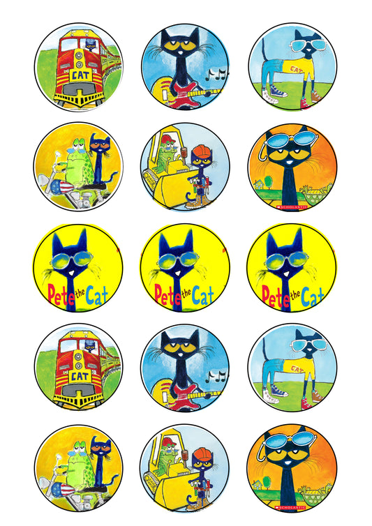 Pete the Cat and Grumpy Toad Edible Cupcake Topper Images ABPID06135