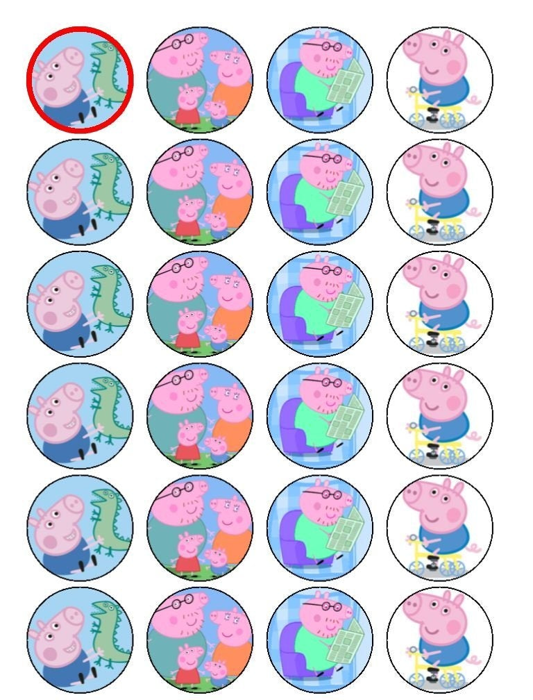 Peppa Pig George Mr. Dinosaur Daddy Pig Mummy Pig Edible Cupcake Topper Images ABPID06180