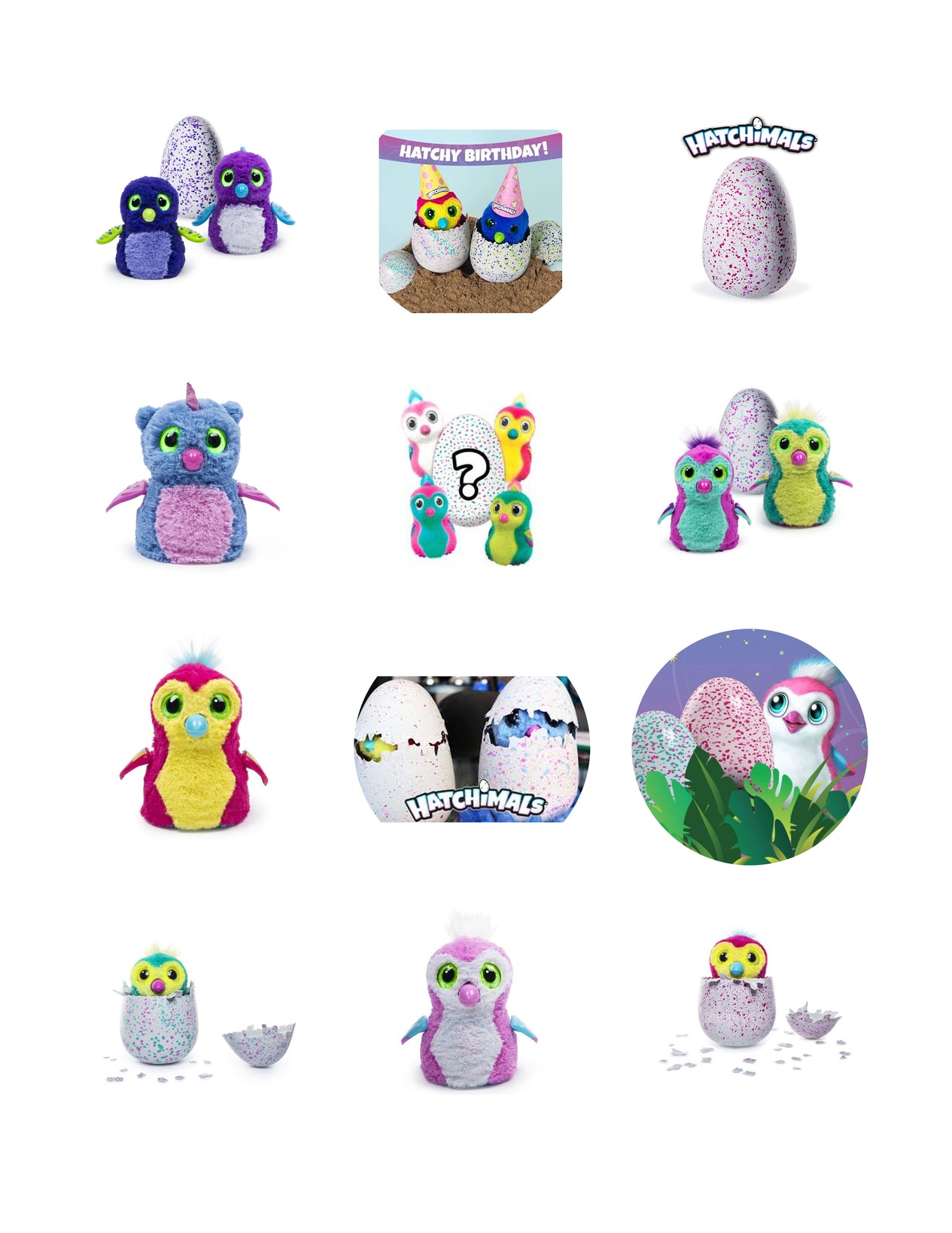 Hatchimals Happy Birthday Pengualas Draggles and Owlicorns Edible Cupcake Topper Images ABPID06236