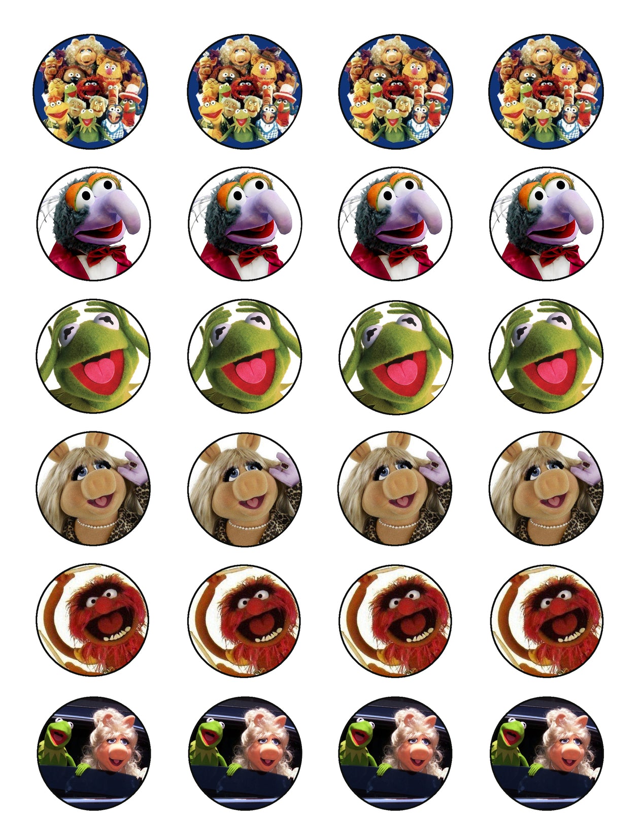 Muppets Kermit Miss Piggy Gonzo Animal Fozzy Edible Cupcake Topper Images ABPID06248