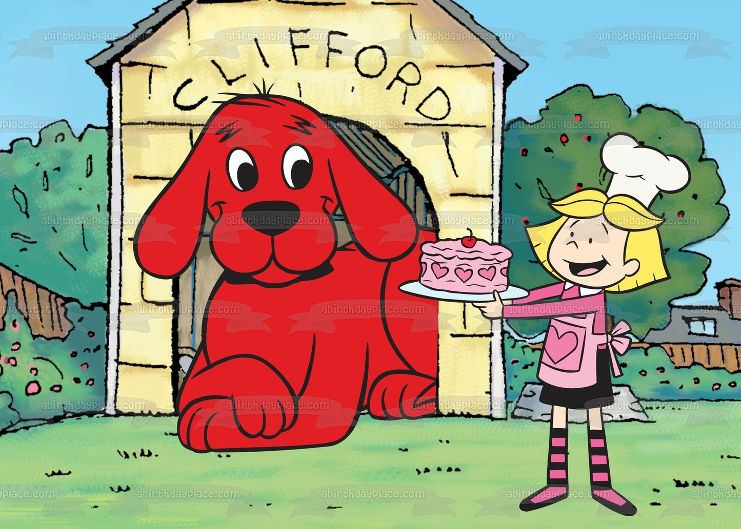 Clifford, el gran perro rojo, Emily con un pastel, decoración comestible para tarta, imagen ABPID06335 