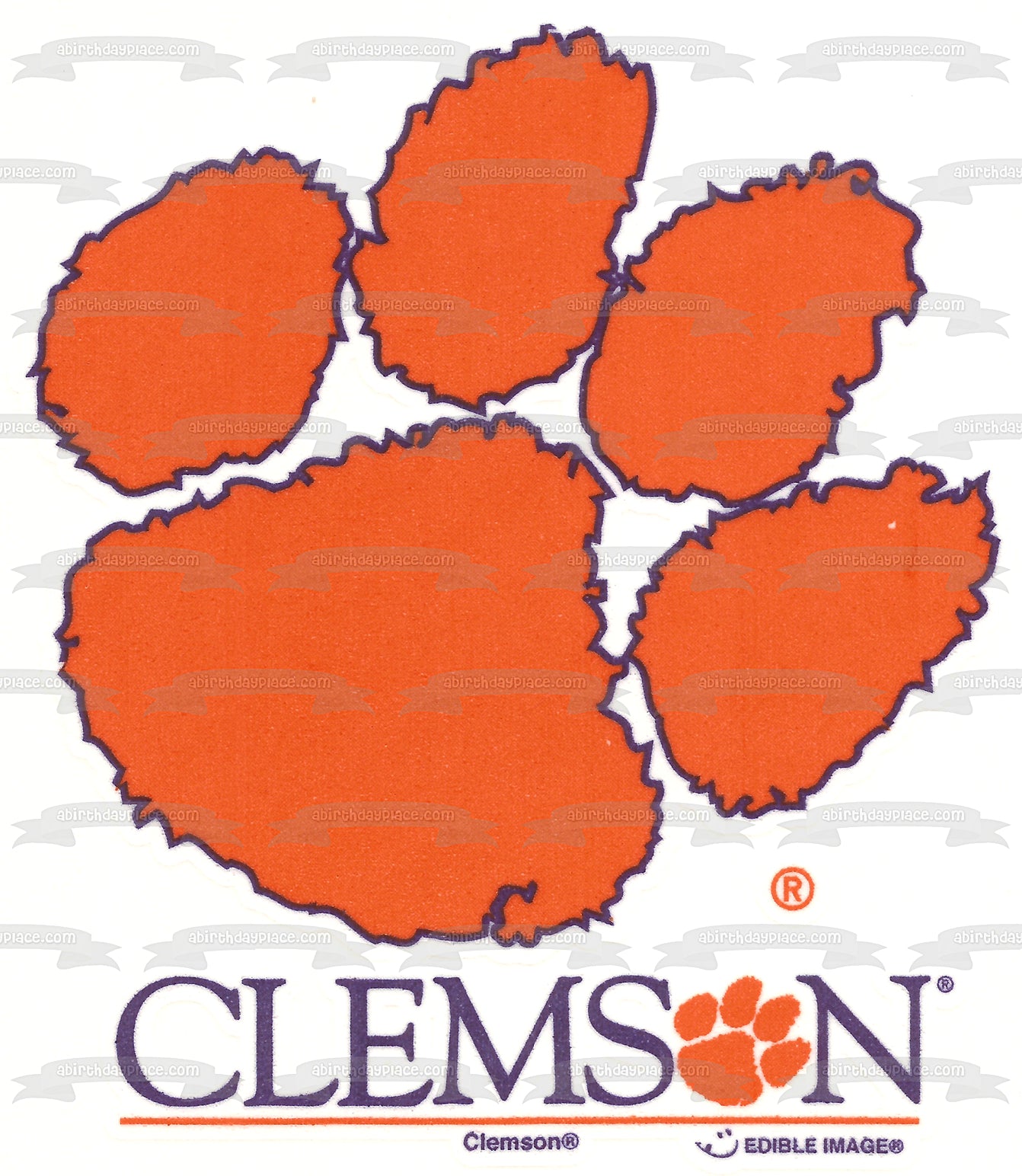 Clemson University Tiger Paw Logo Edible Cake Topper Image ABPID06337