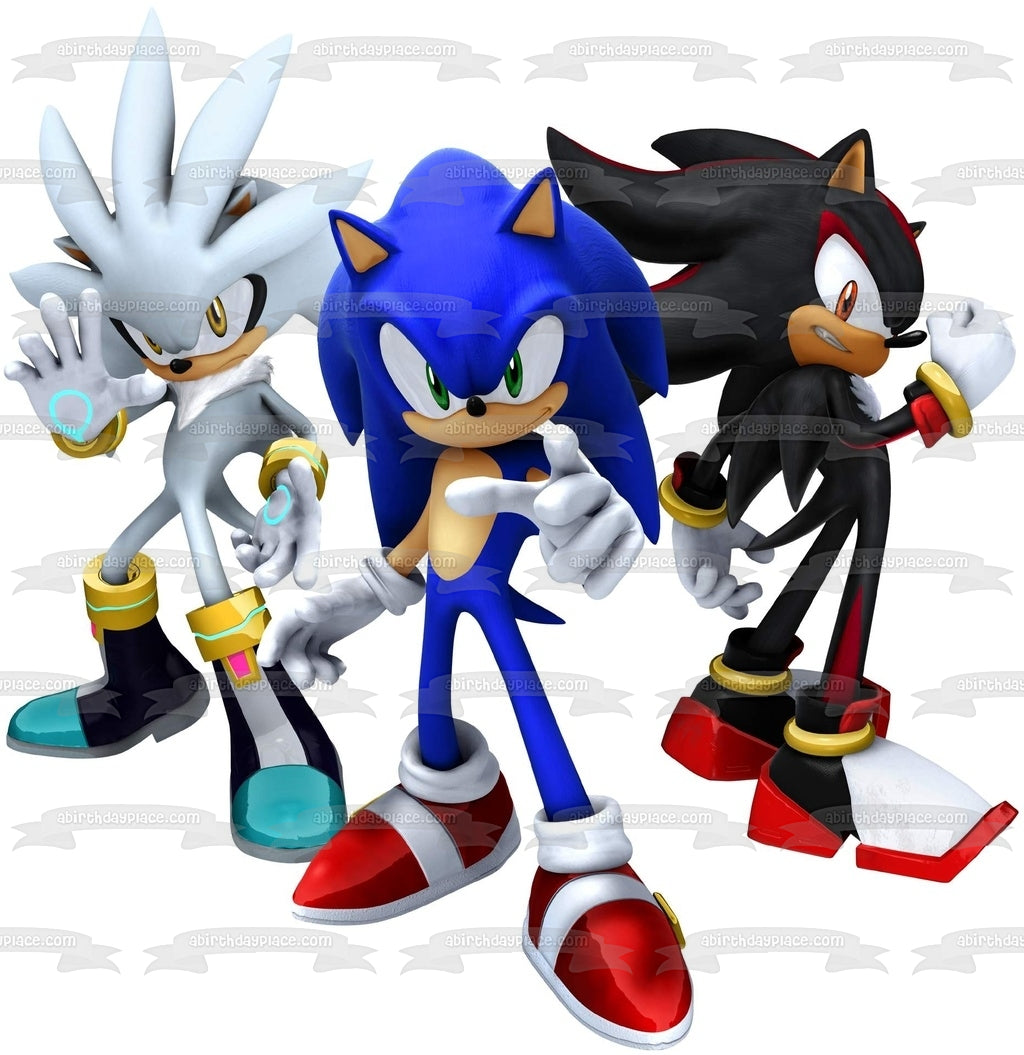 Sonic the Hedgehog 3 Silver the Hedgehog y Shadow the Hedgehog Imagen comestible para decoración de tarta ABPID06374 