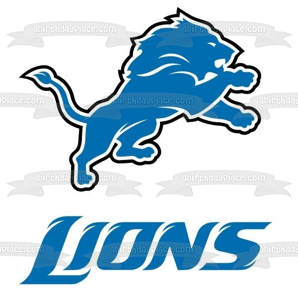 Imagen de decoración comestible para tarta de fútbol americano profesional con logotipo de los Detroit Lions de la NFL ABPID06392 