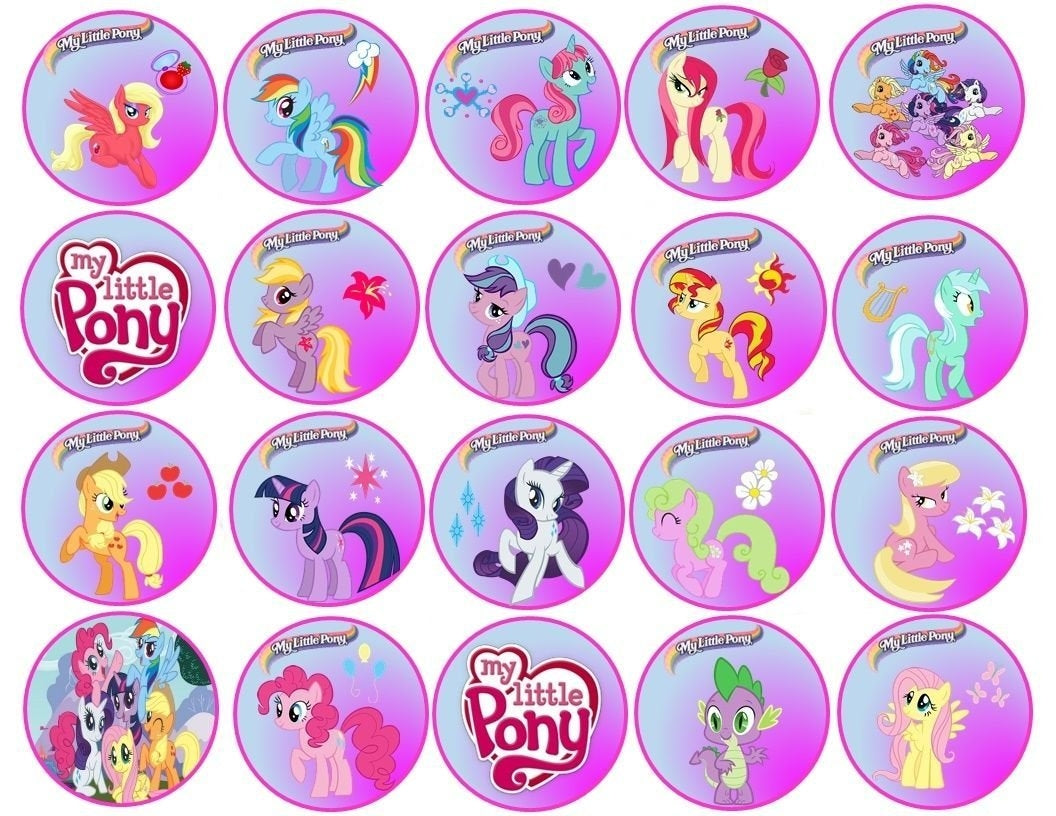 My Little Pony Rarity Fluttershy Rainbow Dash Pinkie Pie Edible Cupcake Topper Images ABPID06398