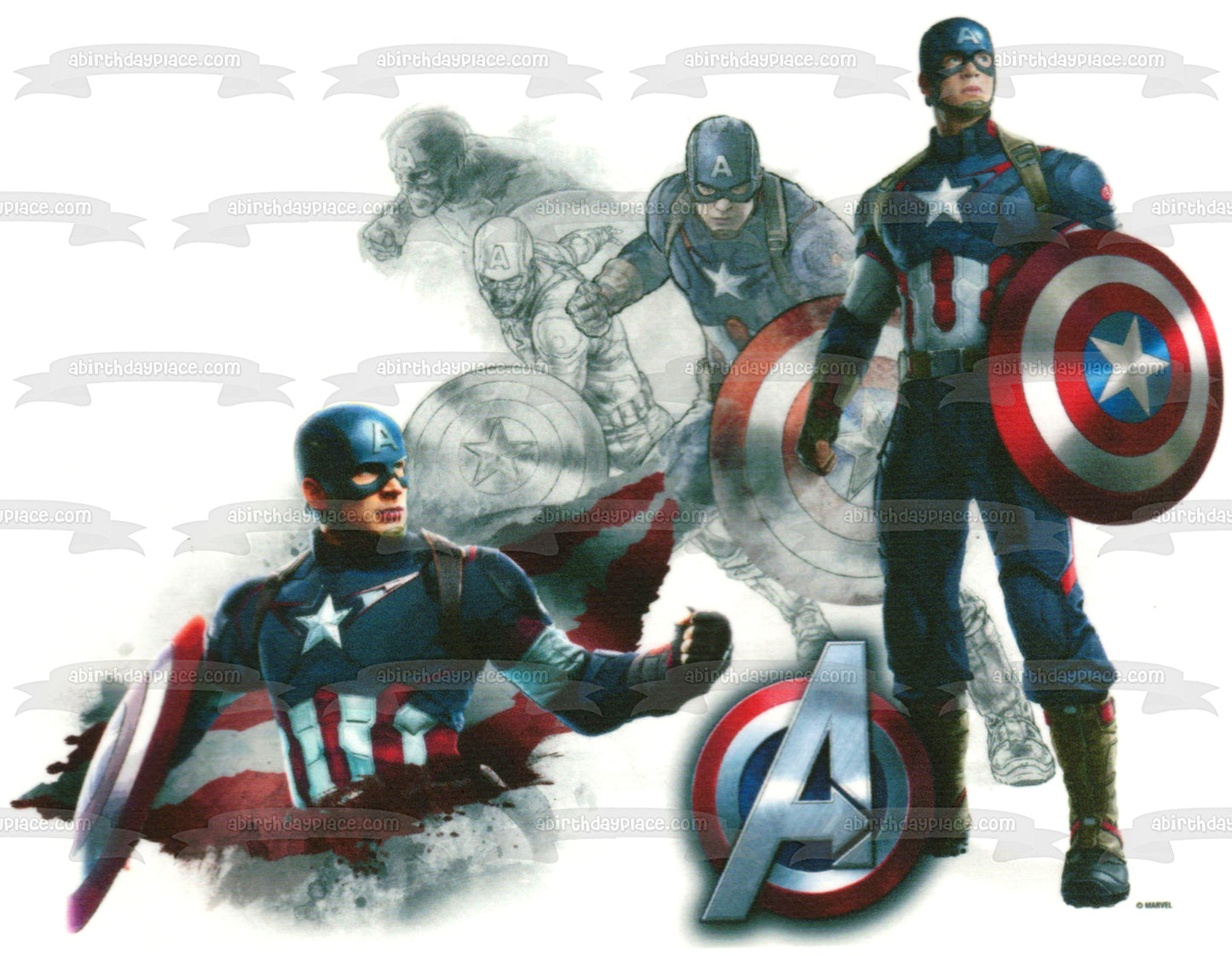 Avengers 2 Captain America Shield Edible Cake Topper Image ABPID06417