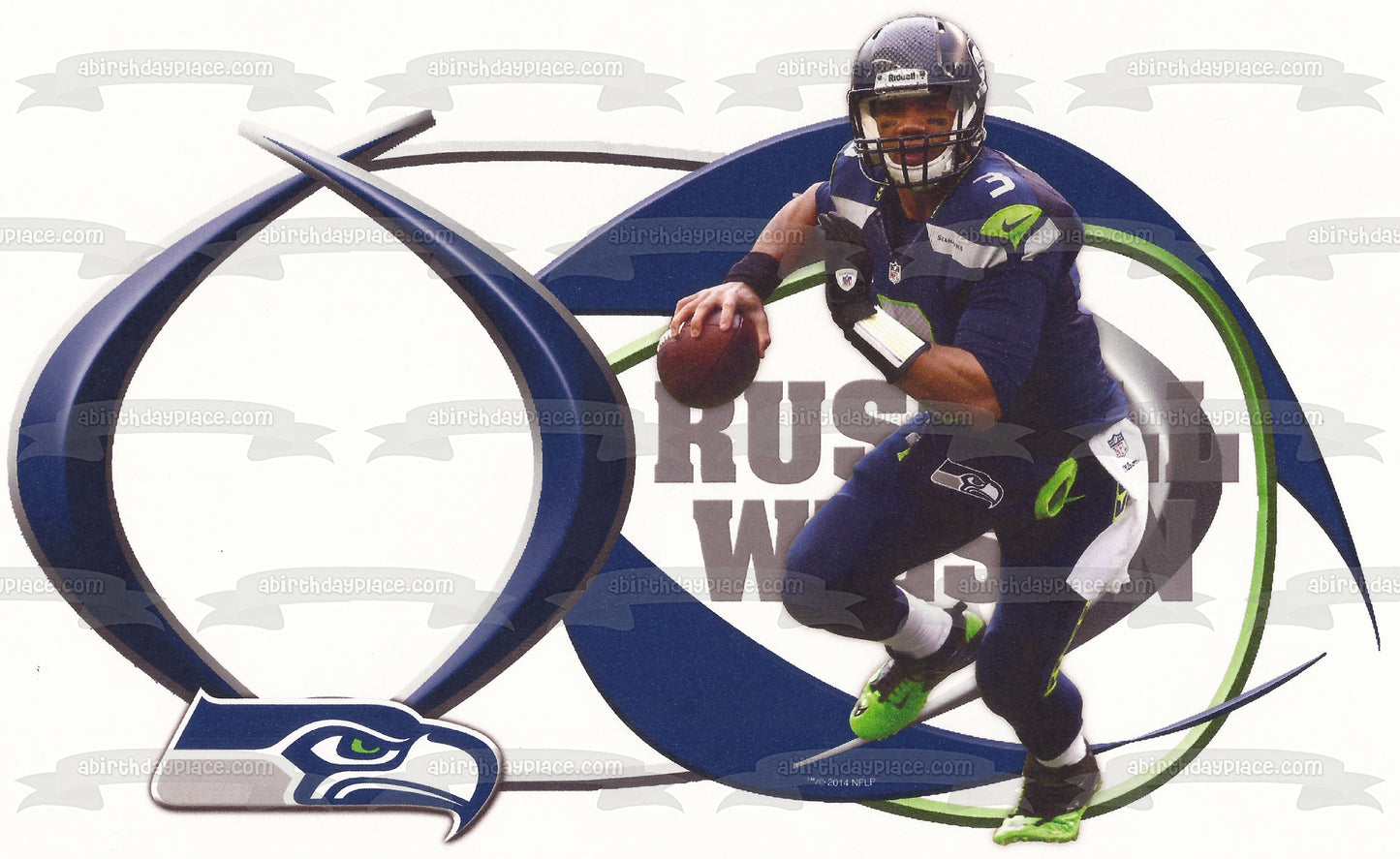 Seattle Seahawks Logo NFL Russel Wilson Edible Cake Topper Image ABPID06455