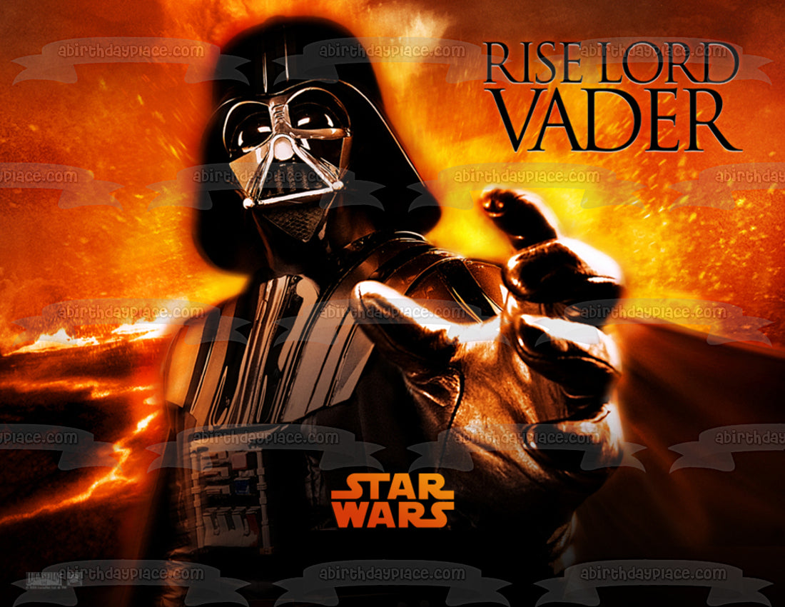 Star Wars Logo Darth Vader Rise Lord Vader with a Fiery Background Edible Cake Topper Image ABPID06504