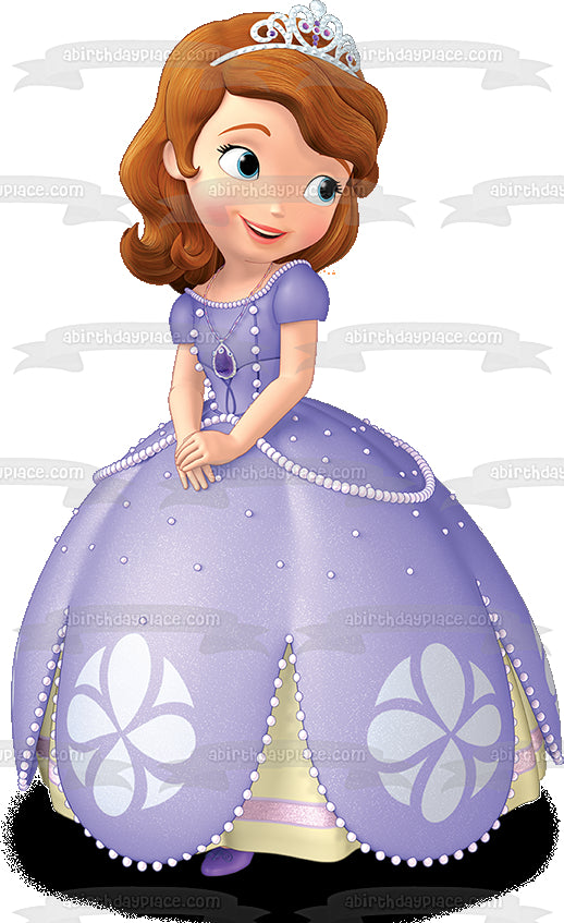 Sofia the First Ball Gown and a  Tiara Edible Cake Topper Image ABPID06511