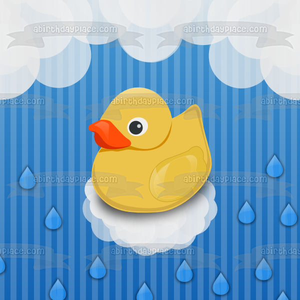 Rubber Ducky Bubbles and Water Drops Edible Cake Topper Image ABPID06594