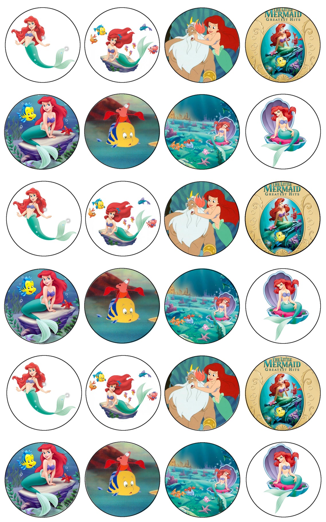 Disney Princess the Little Mermaid Ariel Flounder King Triton Sebastian Edible Cupcake Topper Images ABPID06610