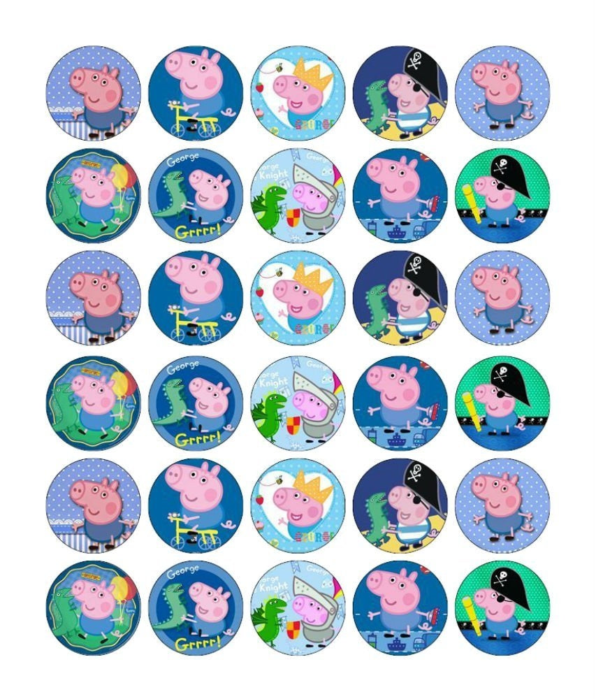 Peppa Pig George Pirate Hat Bike Crown Edible Cupcake Topper Images ABPID06620