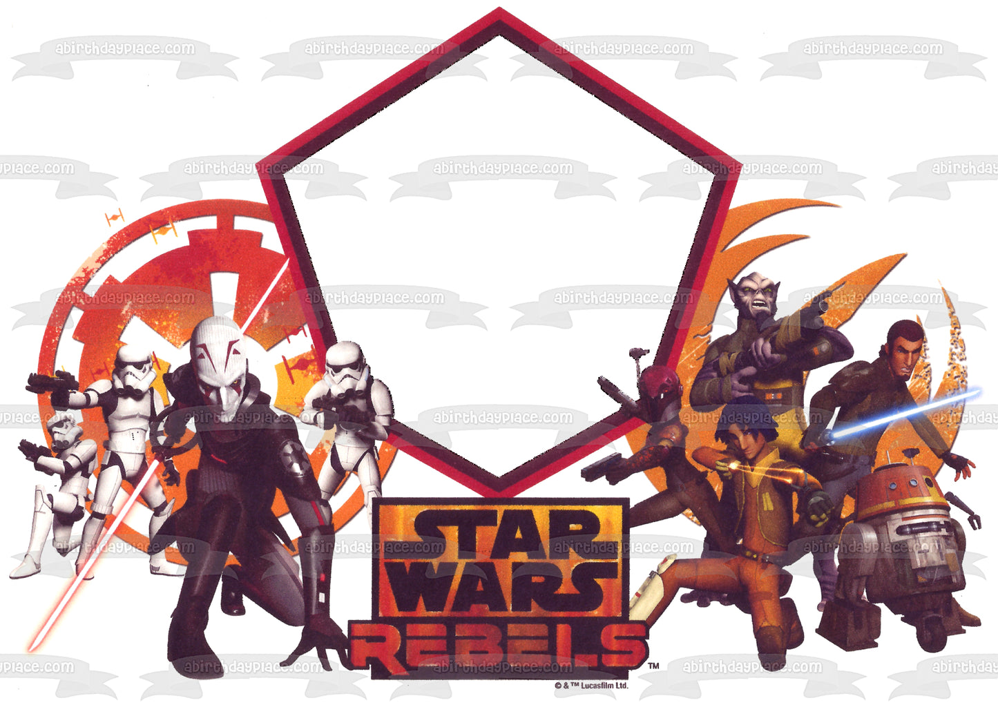 Star Wars Rebels Ezra Bridger el Gran Inquisidor y Kanan Jarrus Marco de imagen comestible para decoración de tartas ABPID06635 