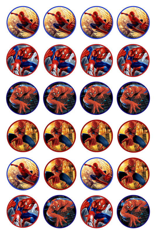 Spider-Man Climbing and Casting Webs Edible Cupcake Topper Images ABPID06734