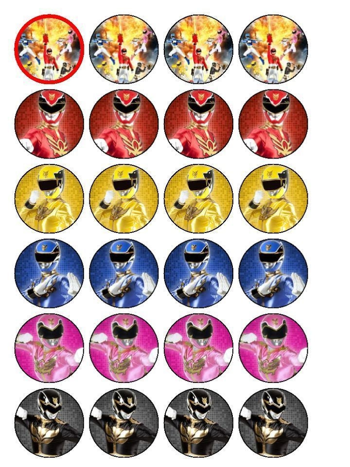 Power Rangers Mega Force Jason Zack Billy Trini and Kimberly Edible Cupcake Topper Images ABPID06739