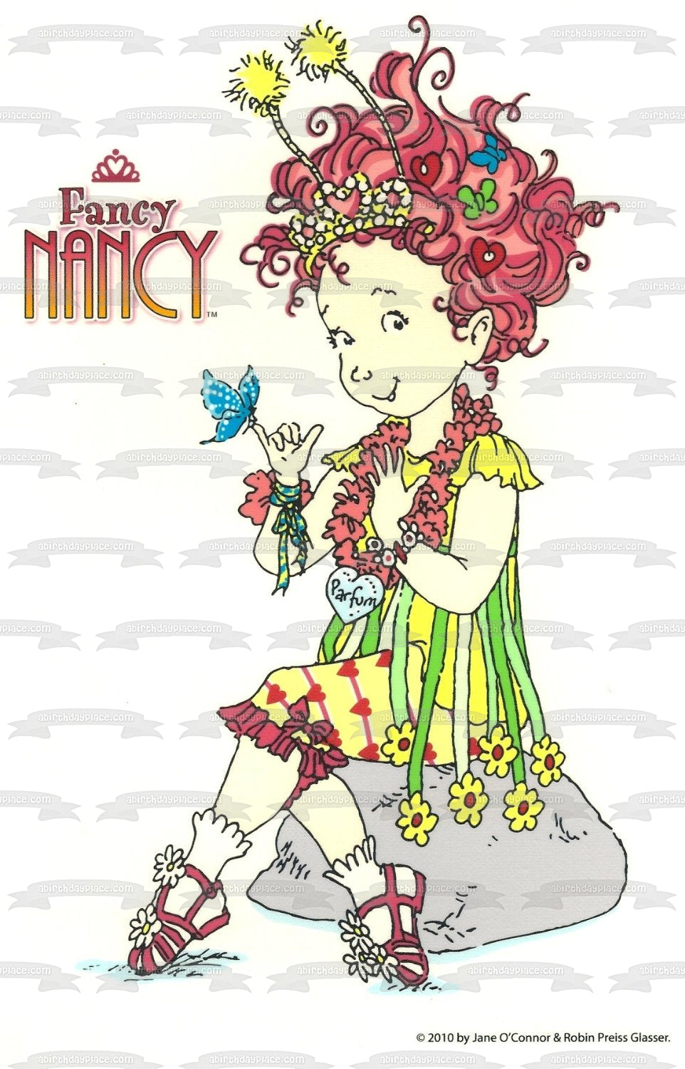 Fancy Nancy Rock Pose Corona y una mariposa Imagen comestible para decoración de tarta ABPID06813 