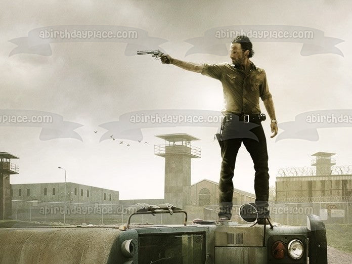 The Walking Dead Rick with a  Grey Clouds Background Edible Cake Topper Image ABPID06817