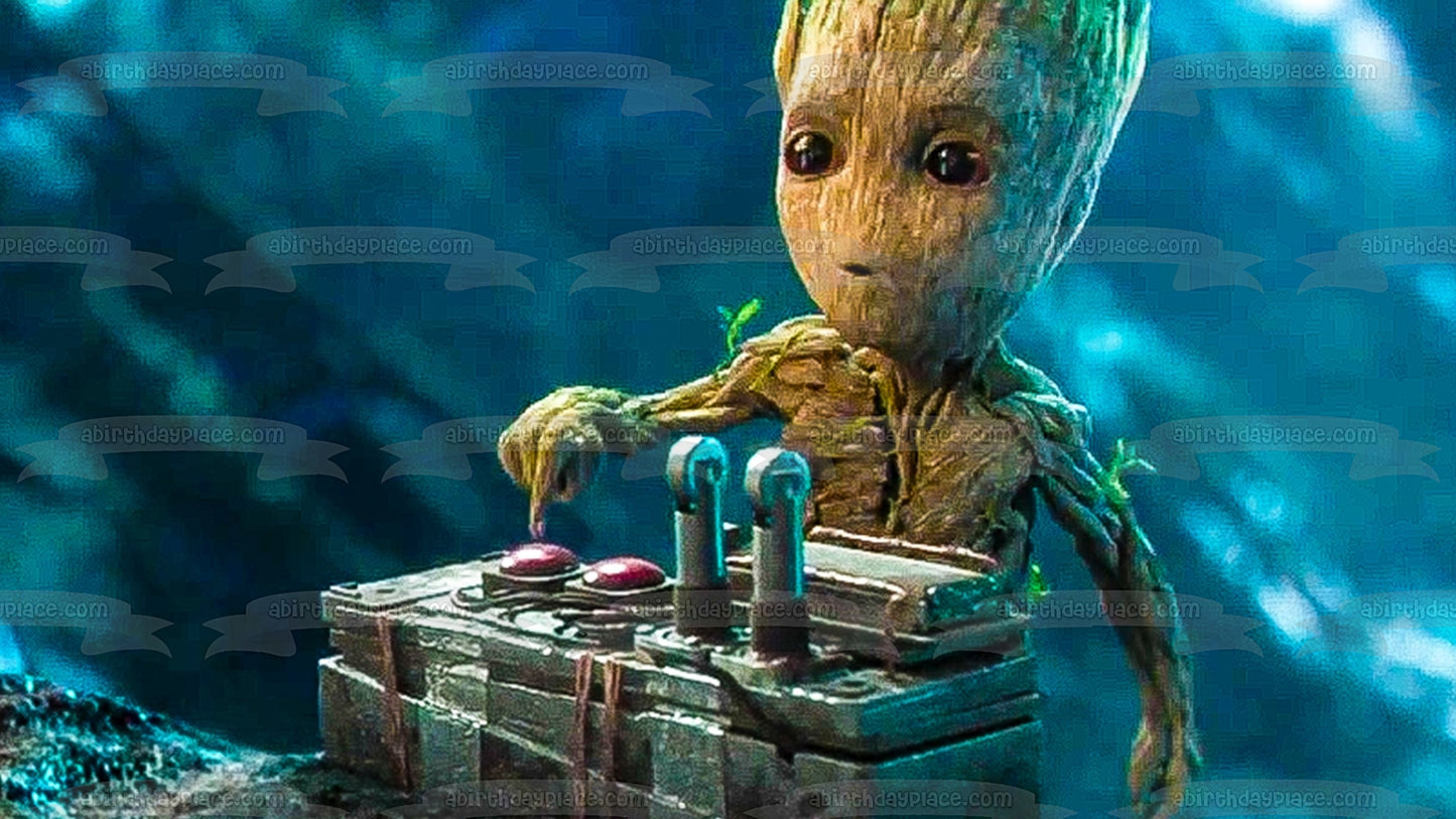 Baby Groot Superhero Anthropomorphic Tree-Man Edible Cake Topper Image ABPID06862