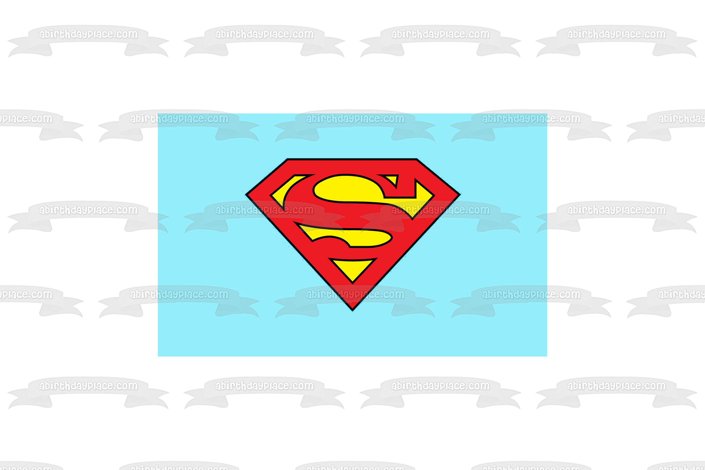 Logotipo de Superman con fondo verde azulado Imagen comestible para decoración de tarta ABPID06965 