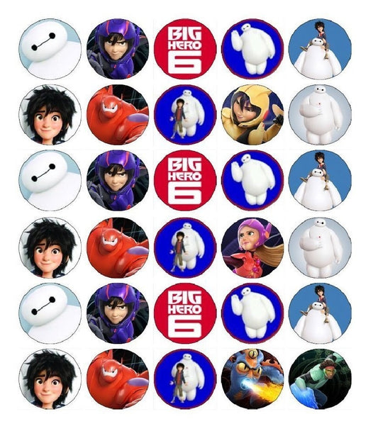 Big Hero 6 Logo Hiro Red Baymax White Baymax Go Go Honey Lemon Edible Cupcake Topper Images ABPID06978