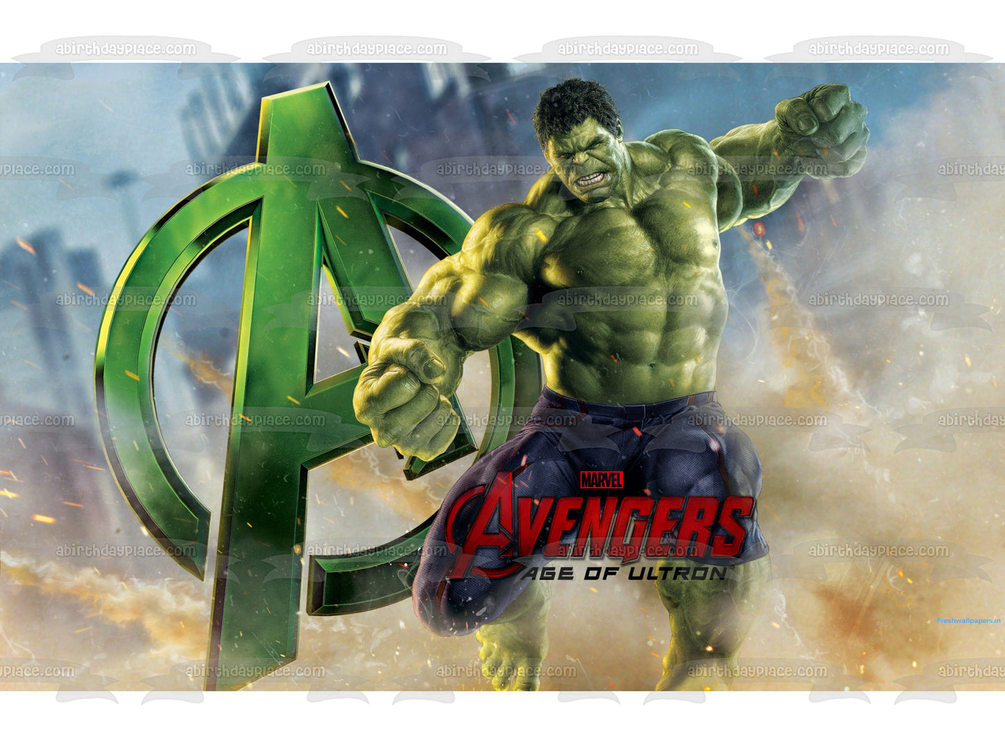 Avengers Logo Age of Ultron and the Incredible Hulk Edible Cake Topper Image ABPID06983