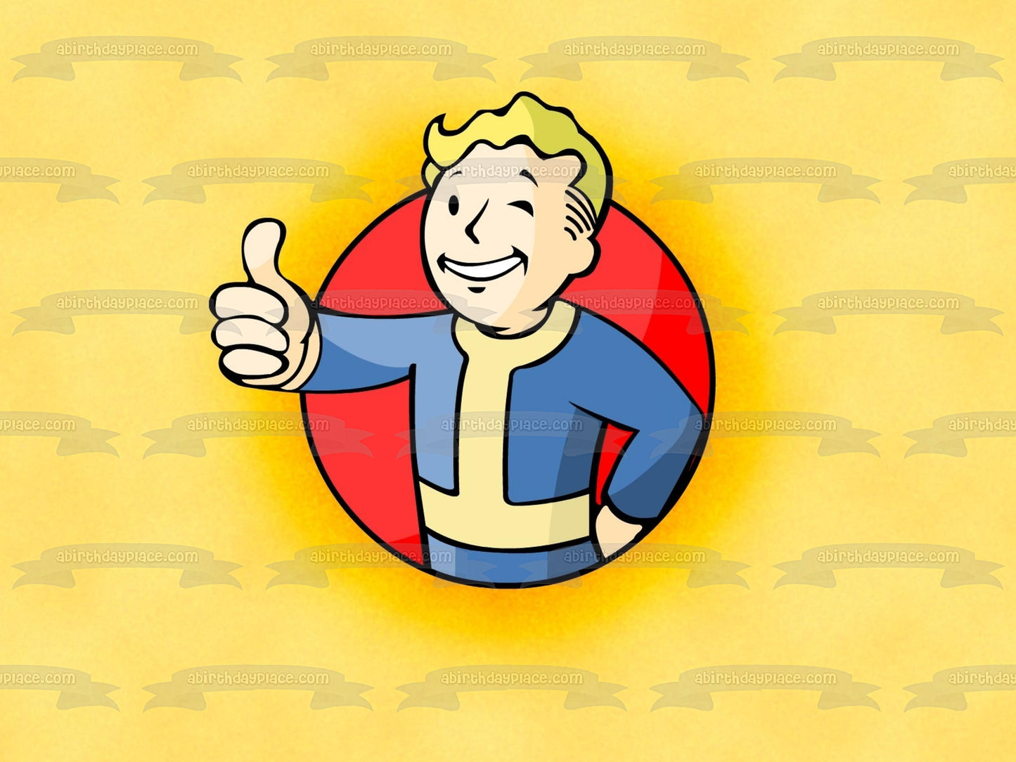 Fallout 4 Vault Boy Vault-Tech Thumbs Up Edible Cake Topper Image ABPID07006