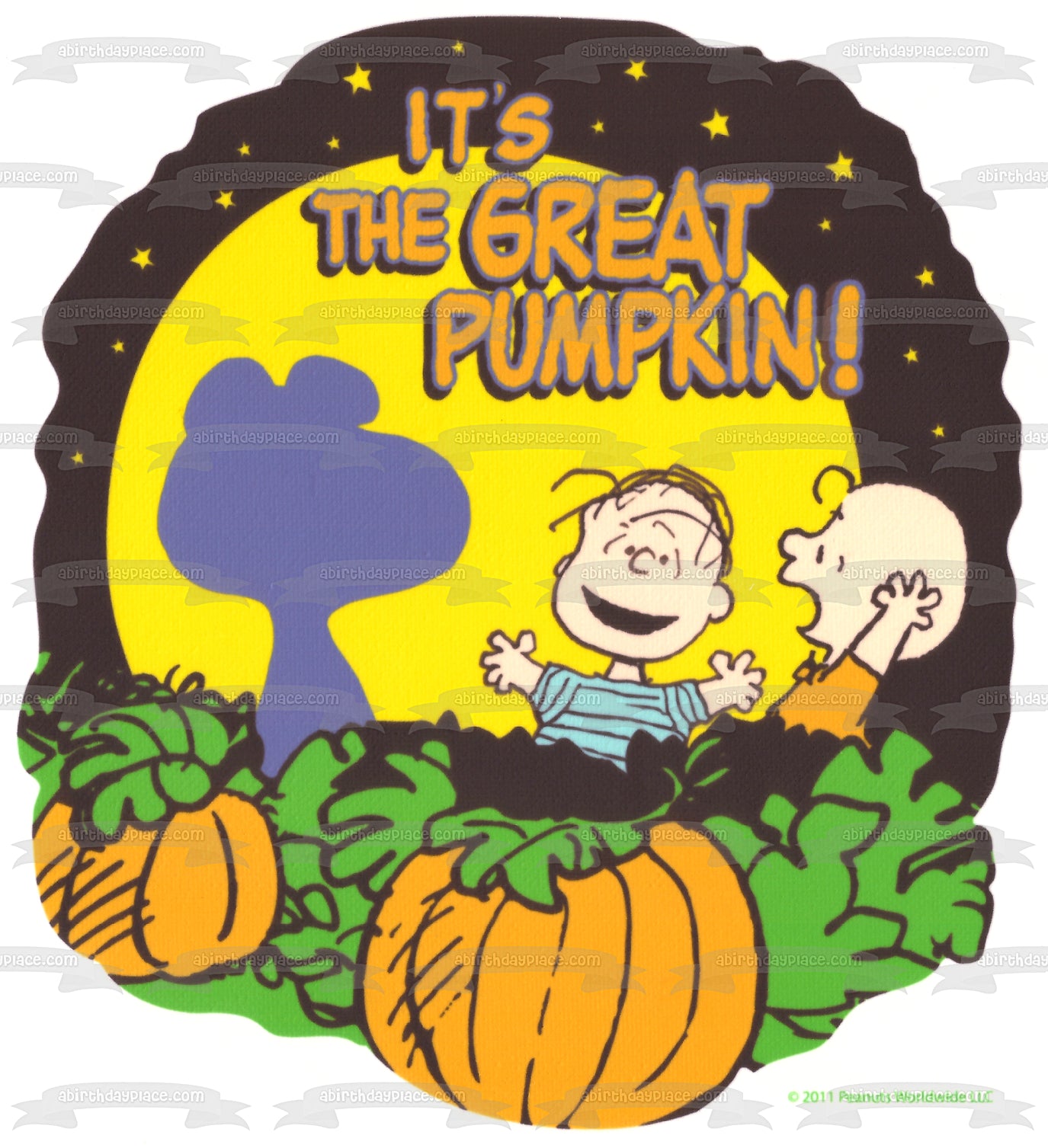 Peanuts Snoopy Charlie Brown y Linus Es la gran calabaza adorno comestible para tarta imagen ABPID07041 