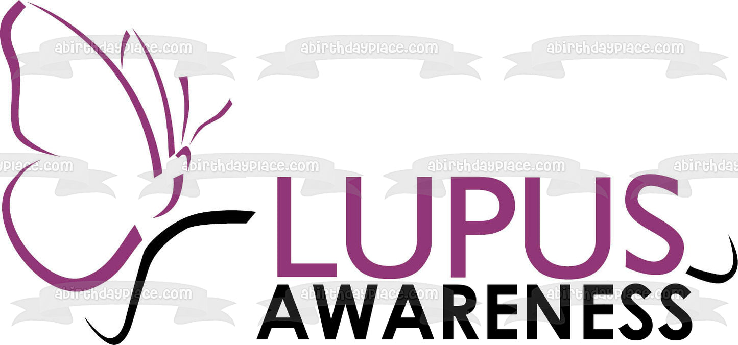 Logotipo de concientización sobre el lupus y fondo blanco Imagen de adorno comestible para pastel de lupus eritematoso sistémico ABPID07076 