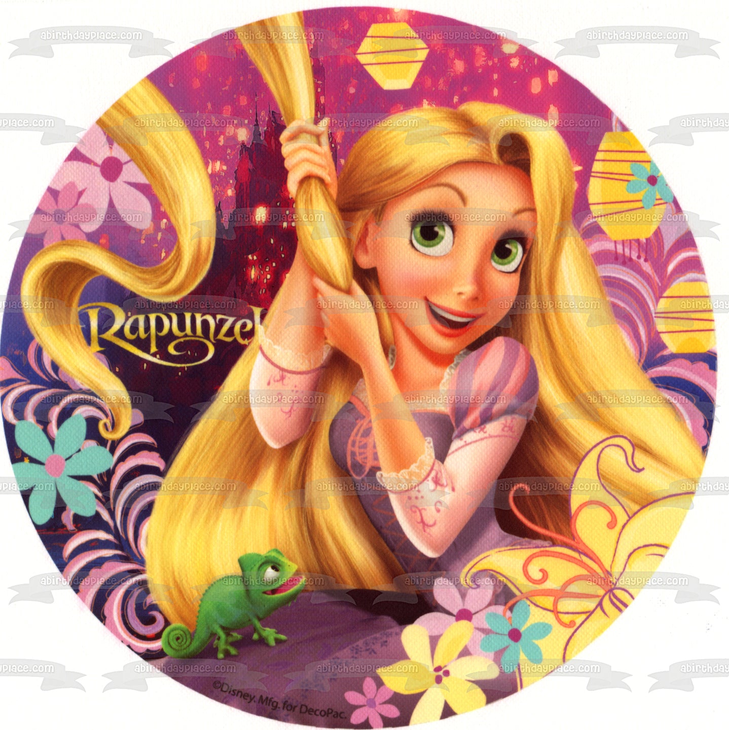 Adorno comestible para tarta de Rapunzel y Pascal enredados, imagen ABPID07102 