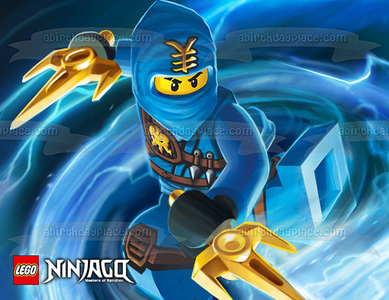 LEGO Ninjago Logo Ninjago azul Jay Walker Maestro elemental Imagen comestible para decoración de tarta ABPID07142 