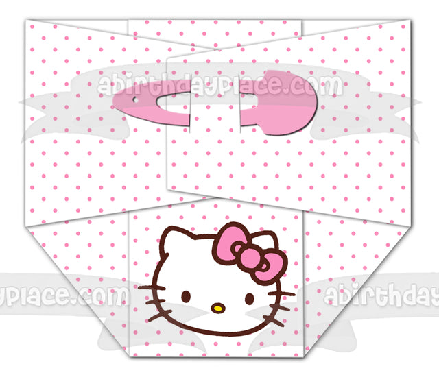 Adorno comestible para tarta con pañal de Hello Kitty, niña rosa para Baby Shower, imagen ABPID07144 