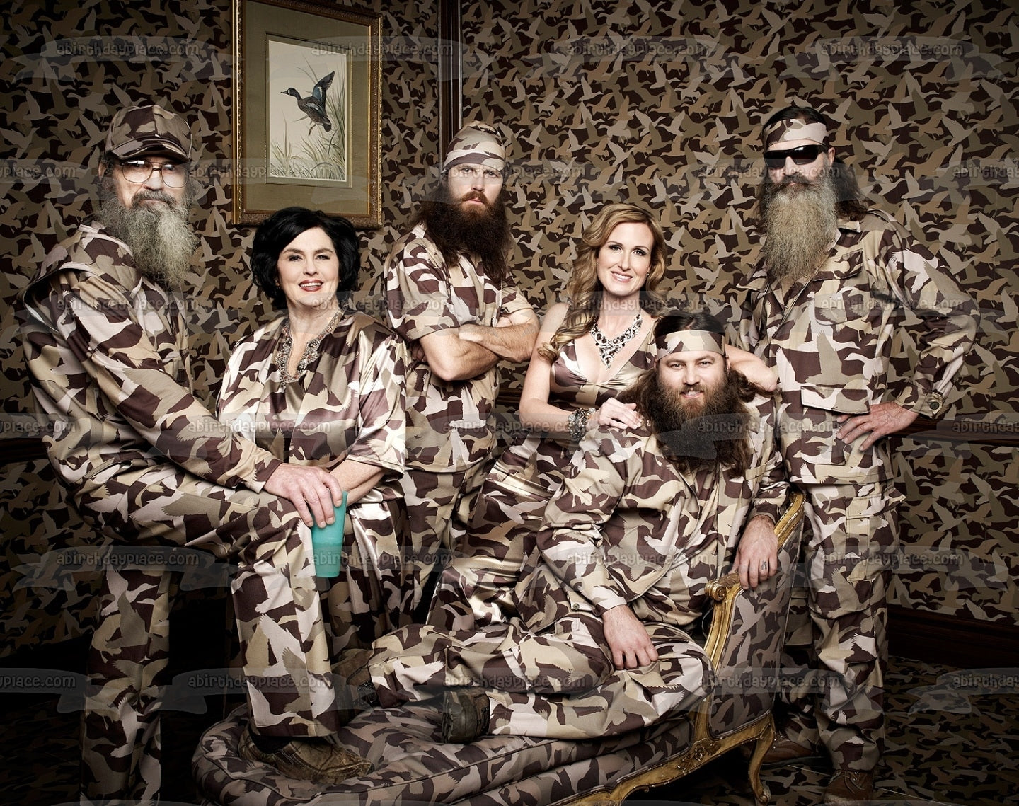 Duck Dynasty Robertson Family Duck Commander Camuflaje Decoración comestible para tarta imagen ABPID07192 