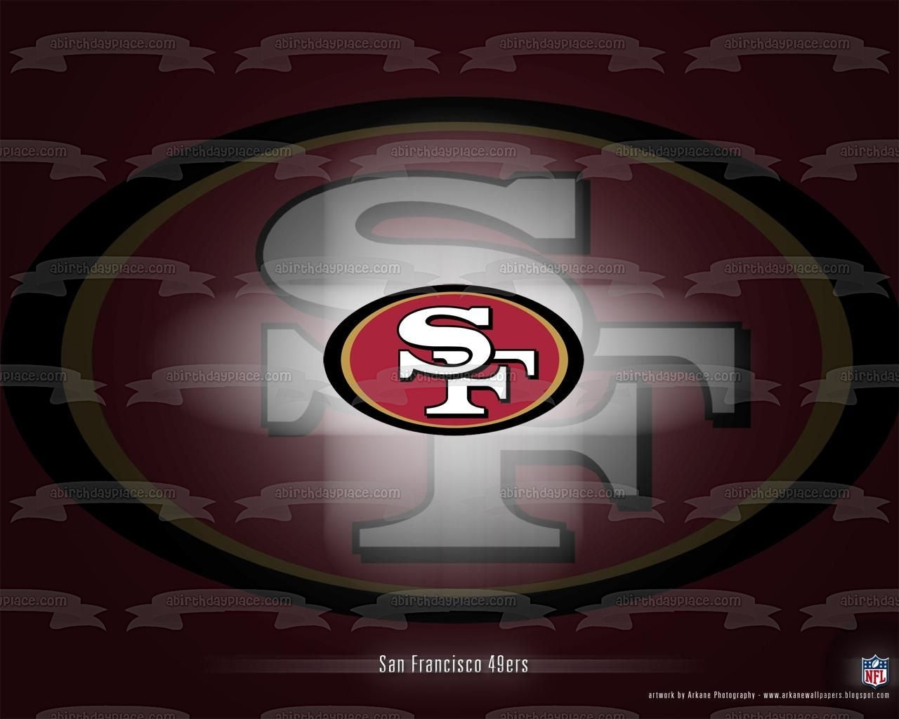 Imagen comestible para tarta con logotipo de los San Francisco 49ers de 2009 hasta la actualidad, ABPID07198 