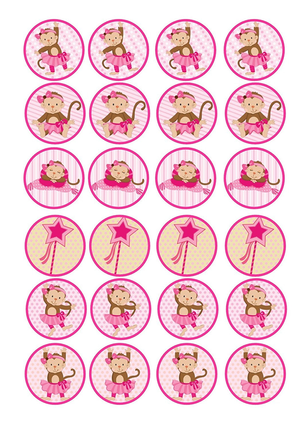 Monkeys Girl Ballerina Tutu Magic Wand Cartoon Edible Cupcake Topper Images ABPID07200